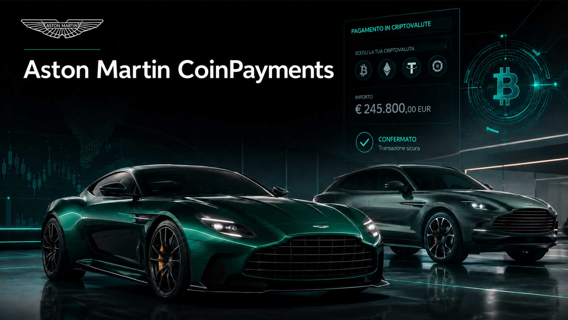 Aston Martin e CoinPayments studiano i pagamenti in criptovalute per sportcar e SUV