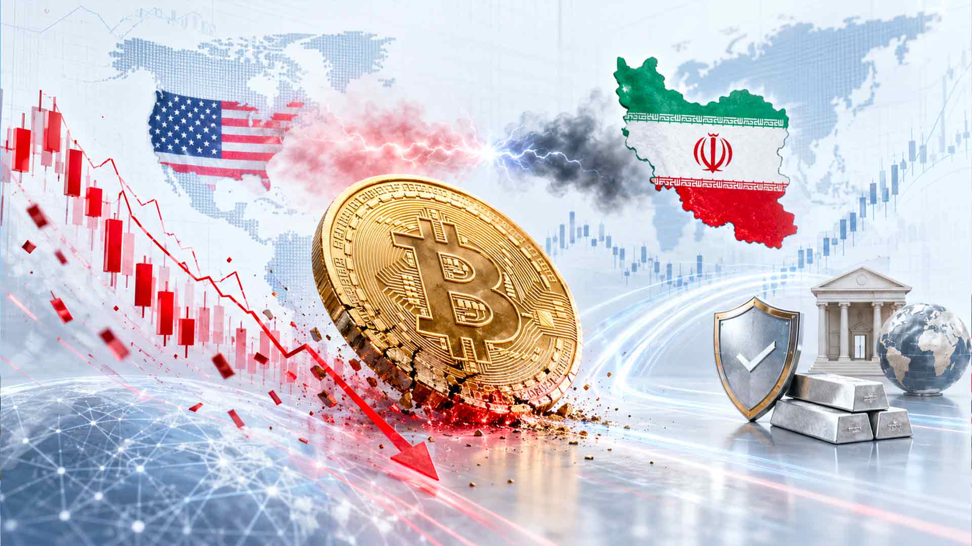 Bitcoin perde quota tra tensioni Usa Iran, liquidazioni sui futures e nuova ondata di risk-off globale