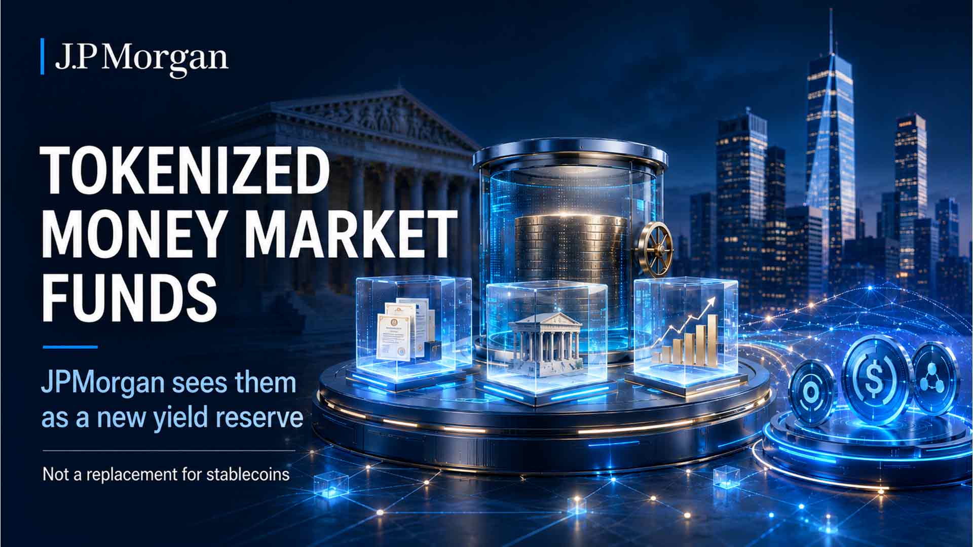 JPMorgan vede i fondi monetari tokenizzati come nuova riserva di rendimento ma non come sostituti delle stablecoin
