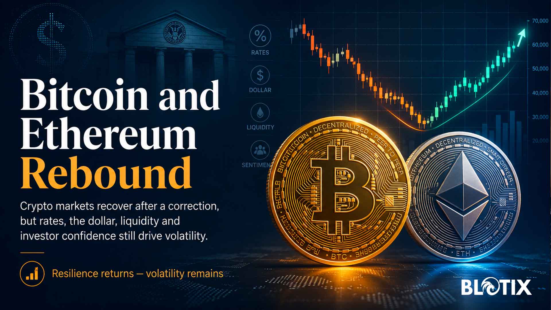 Bitcoin ed Ethereum recuperano terreno mentre il mercato crypto cerca stabilità tra tassi e volatilità