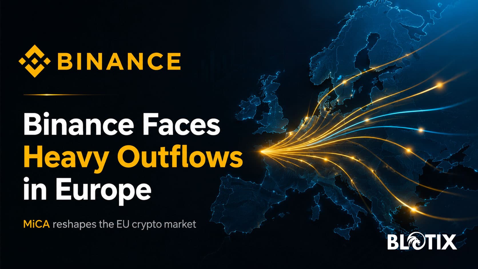 Binance sotto pressione in Europa tra deflussi in aumento e nuova stretta regolatoria MiCA